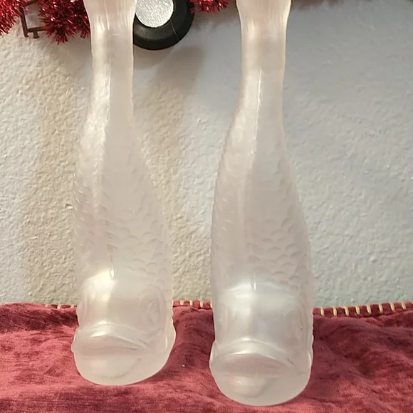 Vintage 1950s Frosted Italian  KOI Fish Decanter Vases - Picture 2 of 5